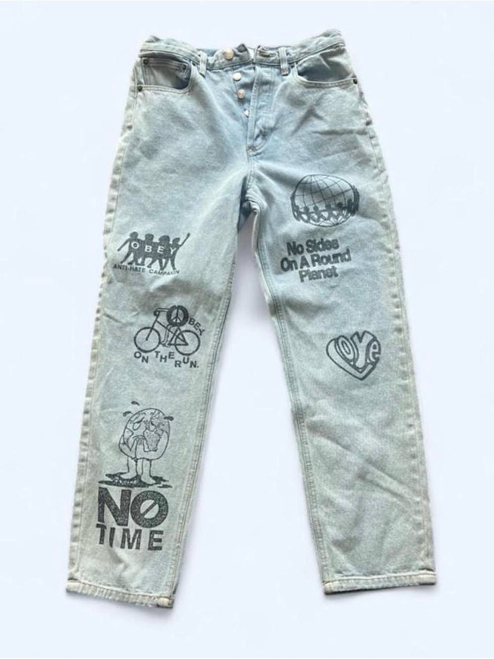 Obey Light Wash Graphic Jeans